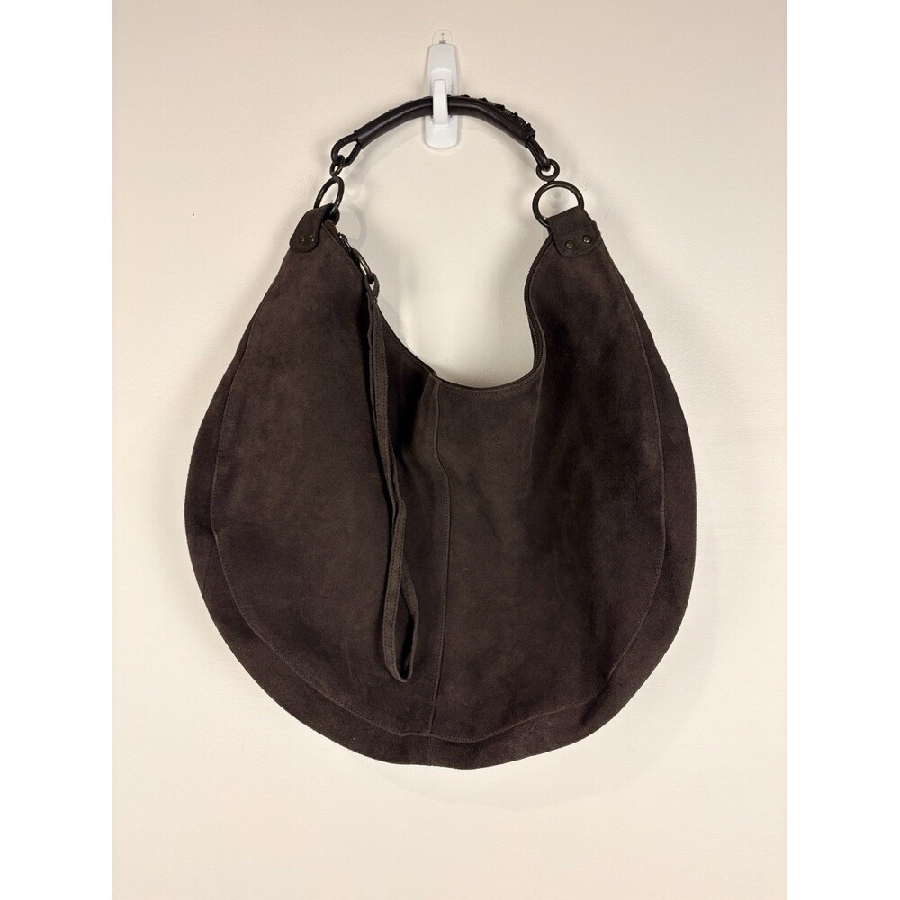 GAP Suede Leather Hobo Shoulder Bag Chocolate Brown Slouchy Purse Large Y2K